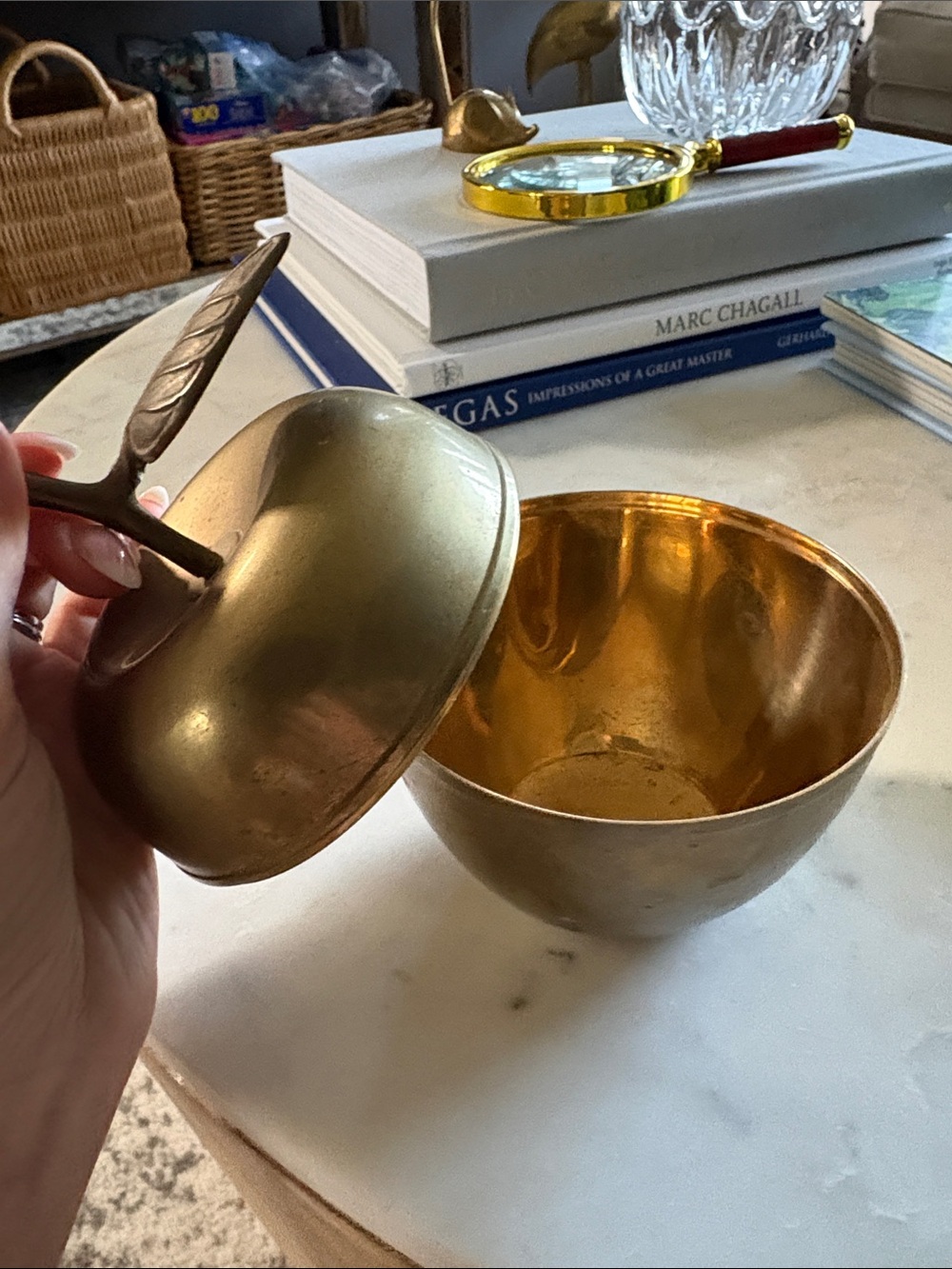 Vintage Brass Apple 🍎 Decorative Trinket Box /candy dish